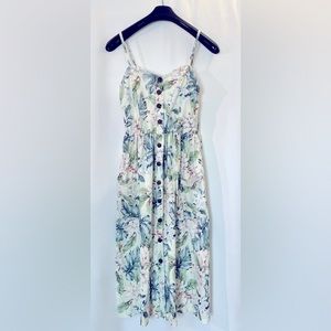 Mid length Hawaiian print dress with pockets